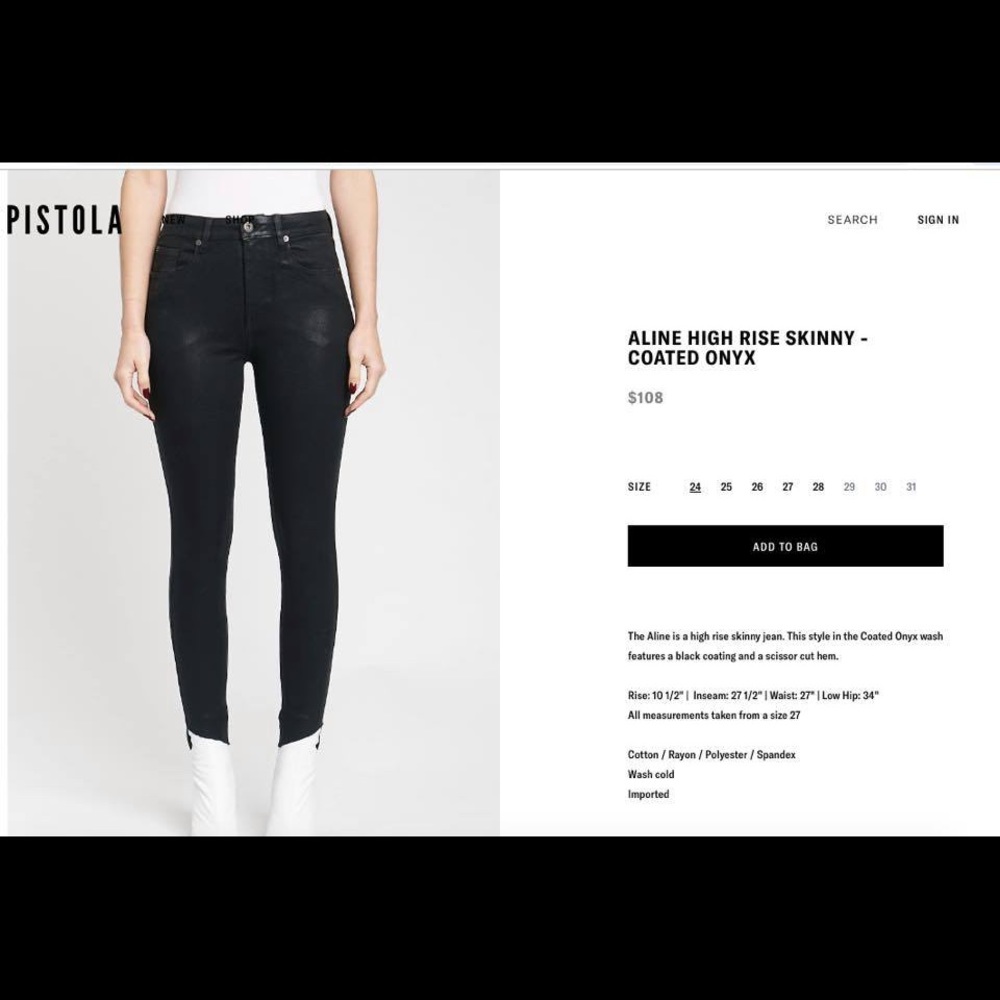 pistola skinny coated jeans